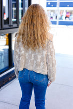 Load image into Gallery viewer, Autumn Vibes Taupe Textured Cable Knit Collared Cardigan