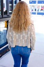 Load image into Gallery viewer, Autumn Vibes Taupe Textured Cable Knit Collared Cardigan