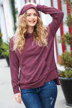 Load image into Gallery viewer, A New Day Burgundy Mineral Wash Rib Knit Hoodie
