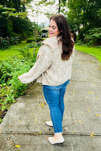 Load image into Gallery viewer, Autumn Vibes Taupe Textured Cable Knit Collared Cardigan