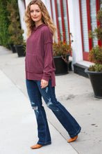 Load image into Gallery viewer, A New Day Burgundy Mineral Wash Rib Knit Hoodie
