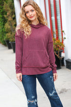 Load image into Gallery viewer, A New Day Burgundy Mineral Wash Rib Knit Hoodie
