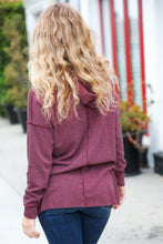 Load image into Gallery viewer, A New Day Burgundy Mineral Wash Rib Knit Hoodie

